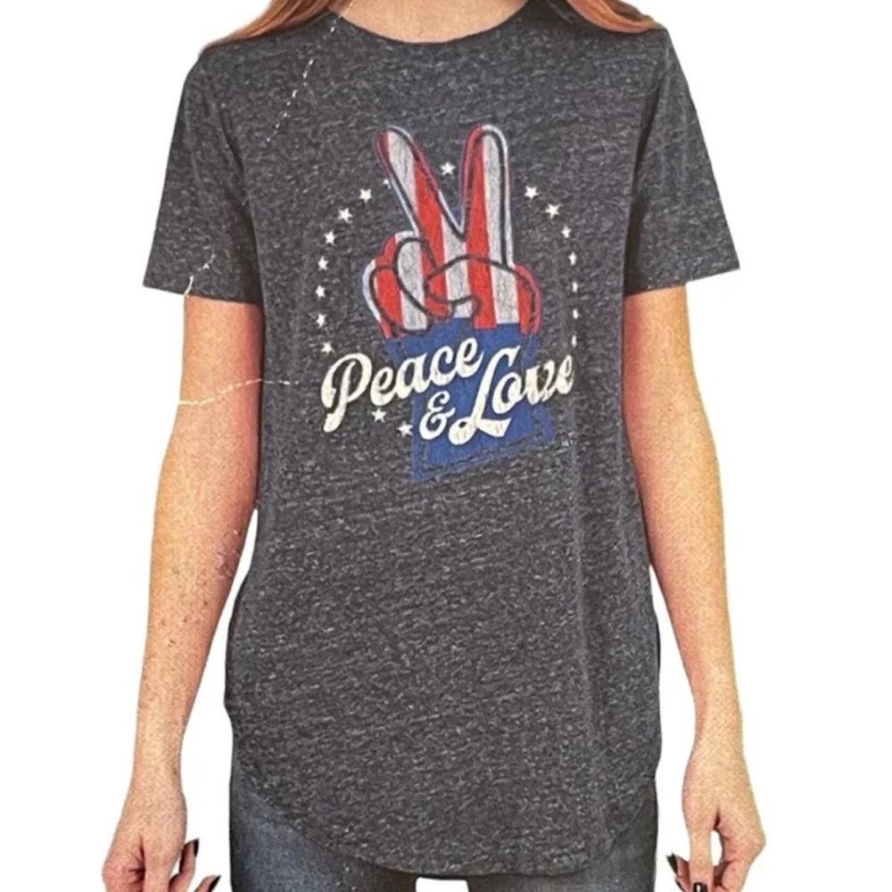 ROYCE BRAND Women’s Small Navy Peace & Love Navy Space Dye T-Shirt